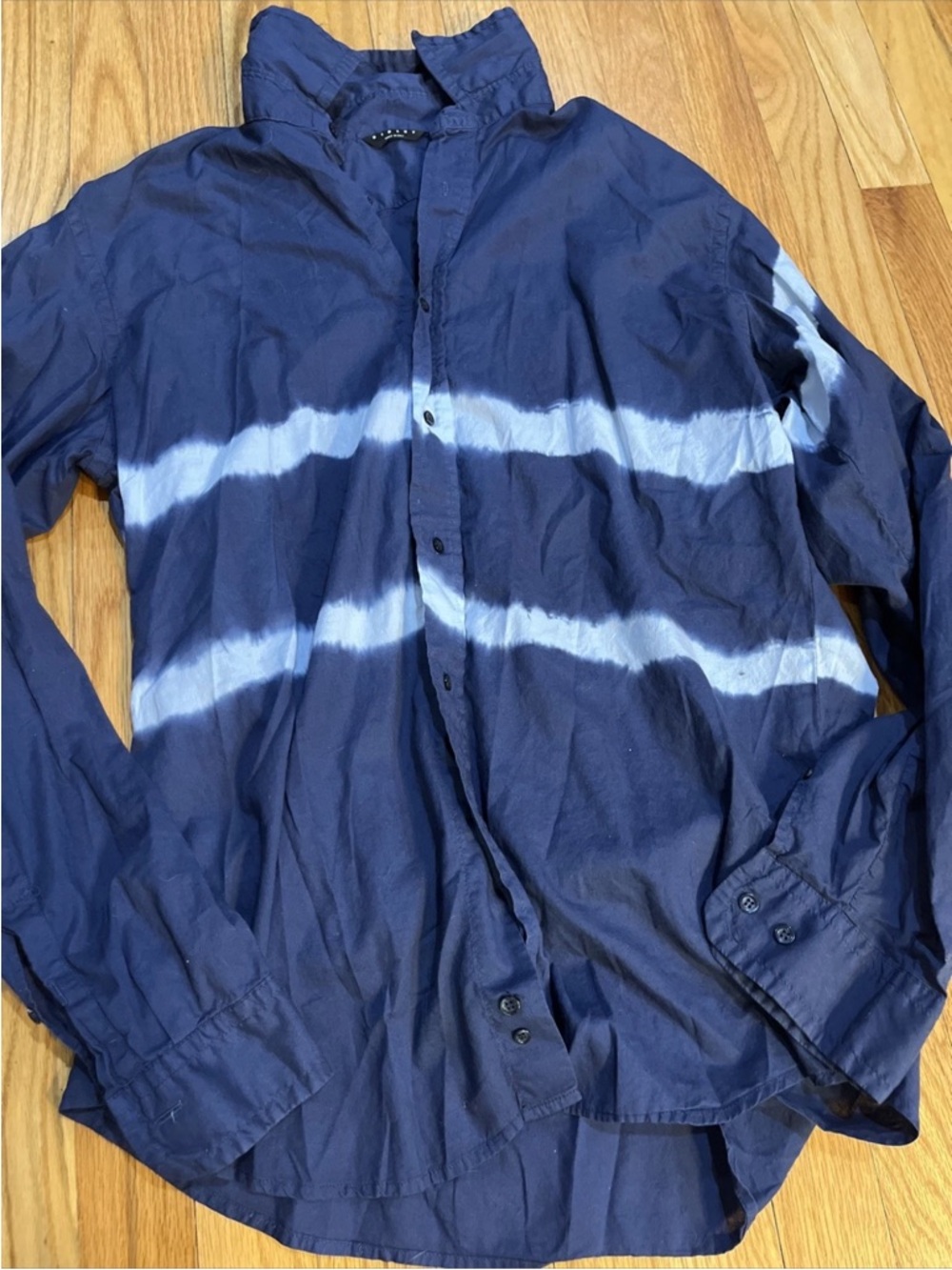 Men’s Sisley blue tie dye button up collared shirt XL Italy